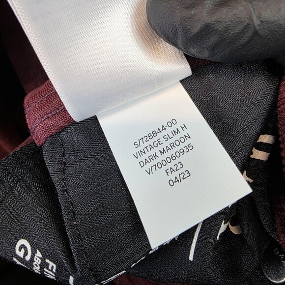 GAP Corduroy Pants Womens 27/4 Short Dark Maroon Vintage Slim High Rise Stretch - Picture 14 of 14